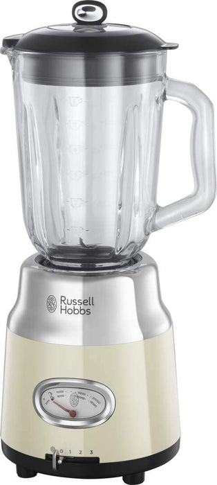 Russell Hobbs Glas-Standmixer Retro creme, Retro-Anzeige,20.000 U/min,1.1 PS-Motor, Impulse-/Ice-Crush-Funktion, 1.5l Glasbehälter, Edelstahl
