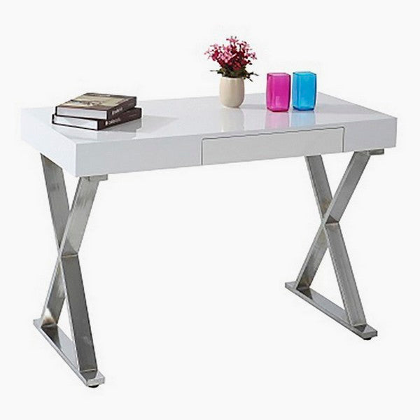 Schreibtisch Verchromter stahl Mdf (110 X 55 x 76 cm)