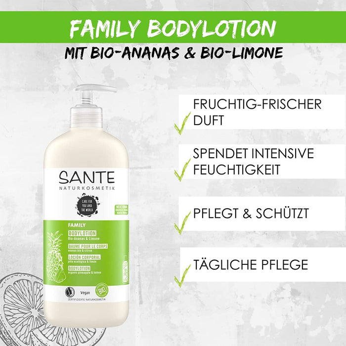 Naturkosmetik Feuchtigkeitsspendende Körperpflege gegen trockene Haut, Körpercreme für geschmeidige Haut, Mit Bio-Ananas und Limone in Vorteilsgröße
