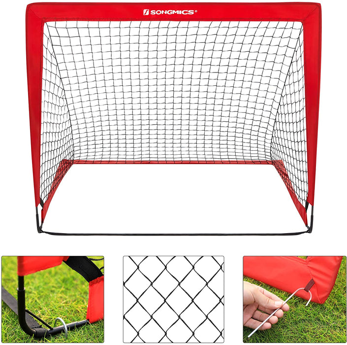 Fußballtore für Kinder, 2er Set, Pop-up, schneller Aufbau, Garten, Park, Strand, Gerüst aus Glasfaserstäben, Oxford-Gewebe und Polyesternetz