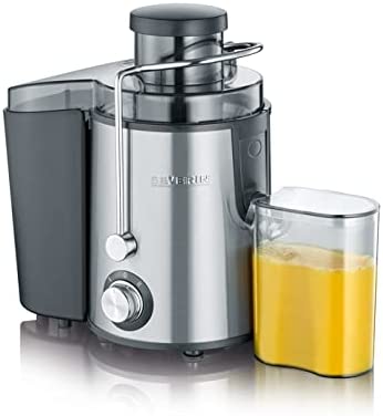 SEVERIN Entsafter, geräuscharme Saftmaschine für vitaminreiche Obst- und Gemüsesäfte, elektrische Saftpresse aus Edelstahl, 500 ml Auffangbehälter