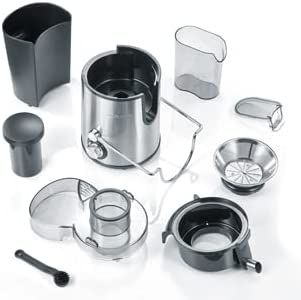 SEVERIN Entsafter, geräuscharme Saftmaschine für vitaminreiche Obst- und Gemüsesäfte, elektrische Saftpresse aus Edelstahl, 500 ml Auffangbehälter