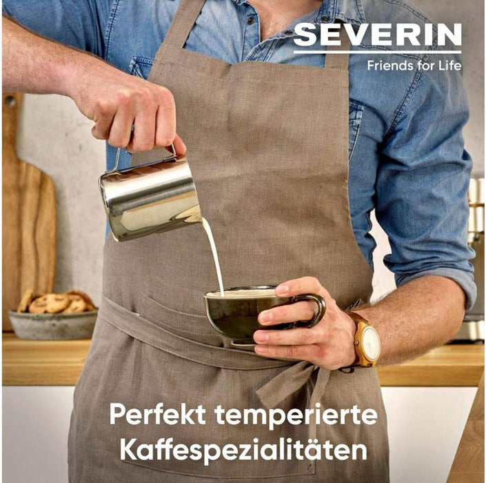 SEVERIN Espressomaschine "Espresa Plus", Siebträgermaschine mit 3 Einsätzen, Kaffeemaschine mit Milchschäumer und Manometer, inkl. Barista-Starterset