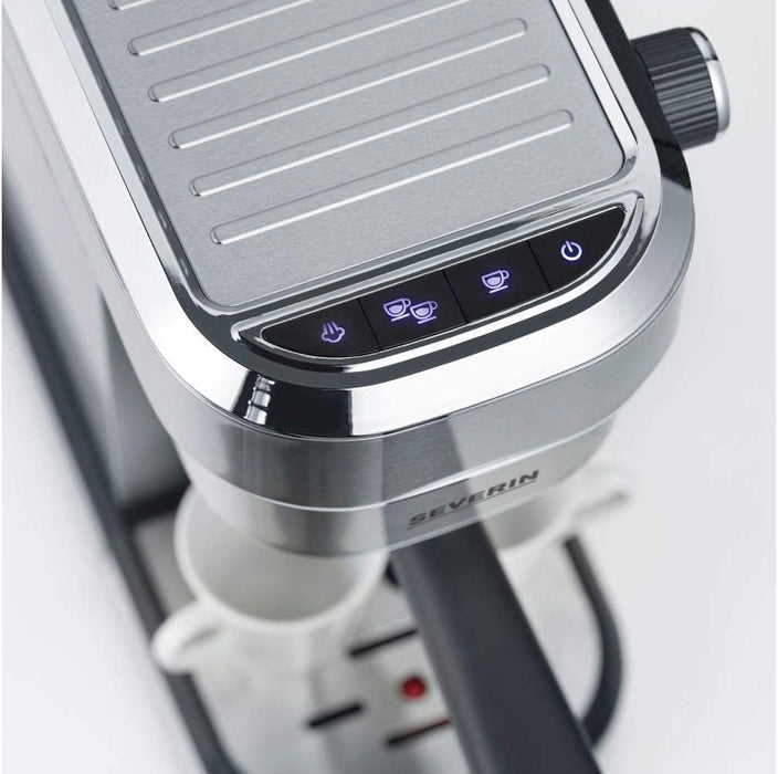 SEVERIN Espressomaschine "Espresa", Siebträgermaschine mit 3 Einsätzen, Kaffeemaschine mit Milchschäumer für Kaffee-Milch-Spezialitäten