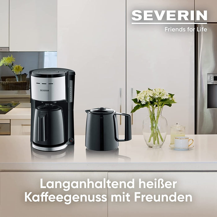 SEVERIN Filterkaffeemaschine mit 2 Thermokannen, Kaffeemaschine für bis zu 8 Tassen je Kanne, Filtermaschine mit 2 Isolierkannen