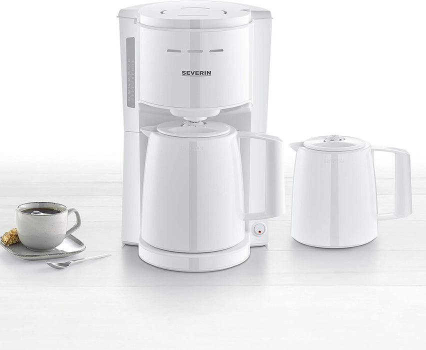 SEVERIN Filterkaffeemaschine mit 2 Thermokannen, ca. 1.000 W, bis 8 Tassen, Schwenkfilter 1 x 4 mit Tropfverschluss, automatische Abschaltung