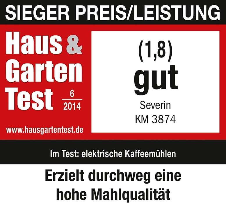 SEVERIN Mahlwerk-Kaffeemühle mit elektrischen Mahlwerk (100 W, Edelstahl-Scheibenmahlwerk, Max. Füllmenge 150 g) schwarz/Silber