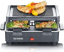 SEVERIN Mini Raclette-Grill, kleines Raclette mit antihaftbeschichteter Grillplatte und 4 Raclette Pfännchen, Tischgrill für bis zu 4 Personen