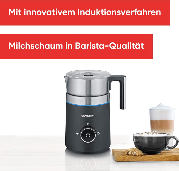 SEVERIN SPUMA 500 Induktions-Milchaufschäumer, elektrischer Milchaufschäumer ohne Anbrennen, spülmaschinengeeigneter Milchschäumer