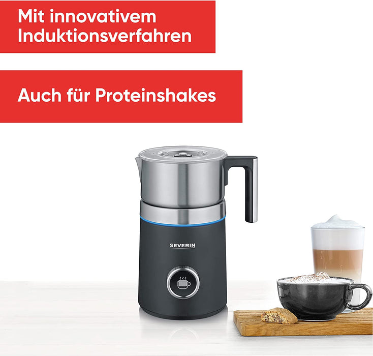SEVERIN SPUMA 700 PLUS Induktions-Milchaufschäumer, elektrischer Milchaufschäumer ohne Anbrennen, spülmaschinengeeigneter Milchschäumer