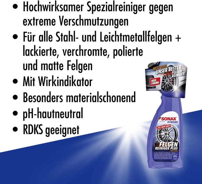 SONAX XTREME Felgenreiniger PLUS (1 Liter) effiziente und säurefreie Reinigung aller Leichtmetall- und Stahlfelgen sowie lackierte