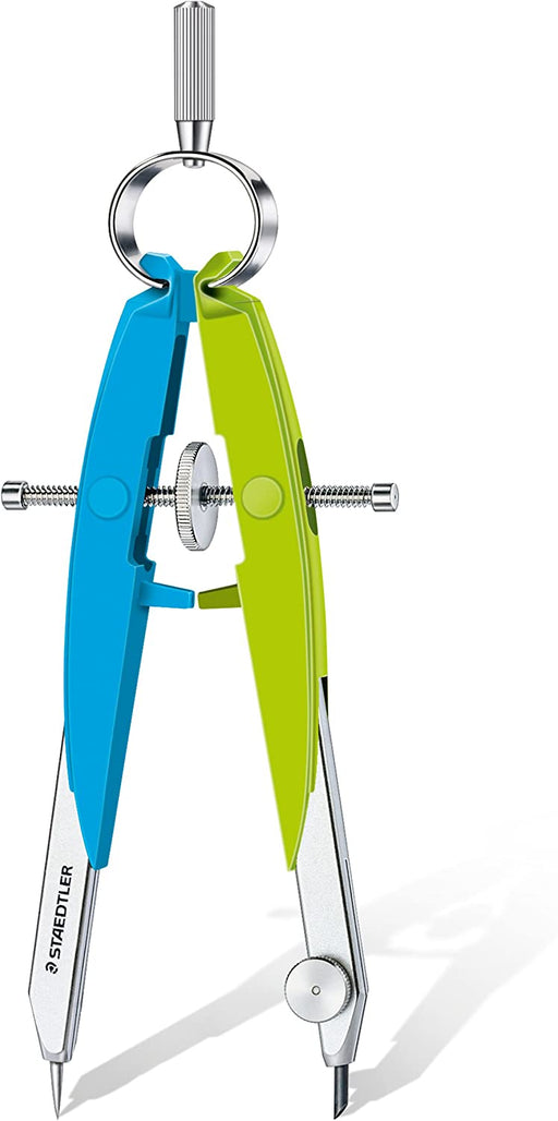 STAEDTLER Zirkel Mars Comfort, Geometriezirkel mit Spindelführung, Rundfederkopf und Mitteltriebspindel, präzise, Etui mit Klappdeckel und Minendose