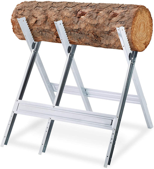 Sägebock, Holzsägearbeiten, klappbar, Sägegestell für Kettensägen, Stahl, H x B x T 81 x 75,5 x 81 cm, silber