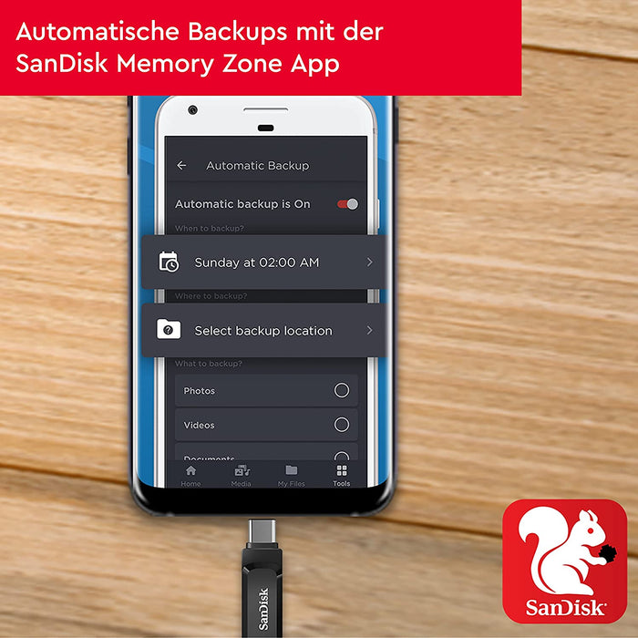 SanDisk Ultra Dual Drive Go USB Type-C 128 GB 2-in-1 Smartphone Speicher (150 MB/s, USB Type-C- und USB Type-A-Stecker, automatisches Backup)