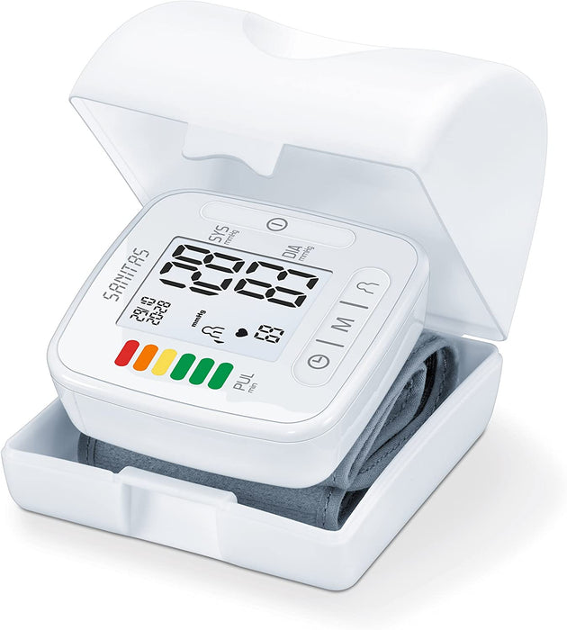 Sanitas Handgelenk-Blutdruckmessgerät (vollautomatische Blutdruck- und Pulsmessung, Warnfunktion bei möglichen Herzrhythmusstörungen)