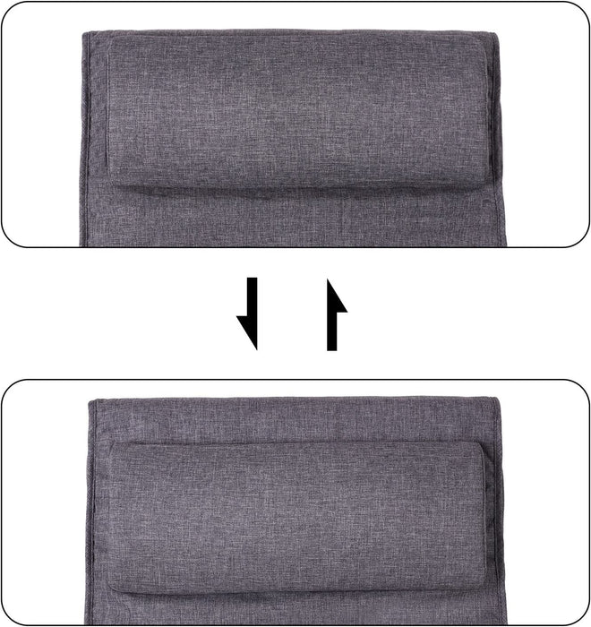 Schaukelstuhl, Schwingsessel mit 5-Fach Verstellbarer Fußstütze, Relaxstuhl, Belastbarkeit 150 kg, Gestell aus Birkenholz, Bezug aus Leinenimitat