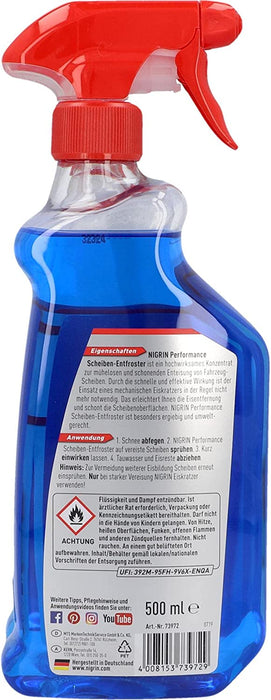 Scheiben-Entfroster Sprühflasche 1x500ml + 1x500ml Nachfüllflasche, Scheiben-Enteiser-Spray, Pumpzerstäuber, wirksam bis -55° C