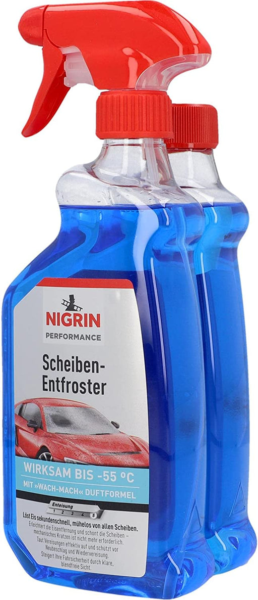 Scheiben-Entfroster Sprühflasche 1x500ml + 1x500ml Nachfüllflasche, Scheiben-Enteiser-Spray, Pumpzerstäuber, wirksam bis -55° C