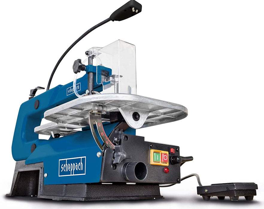 Scheppach Dekupiersäge Modellbausäge Deco-XL mit Fußpedal & XXL-Tisch | Variable Geschwindigkeit | 125 Watt | Schnitthöhe 50mm, Schnitttiefe 406mm