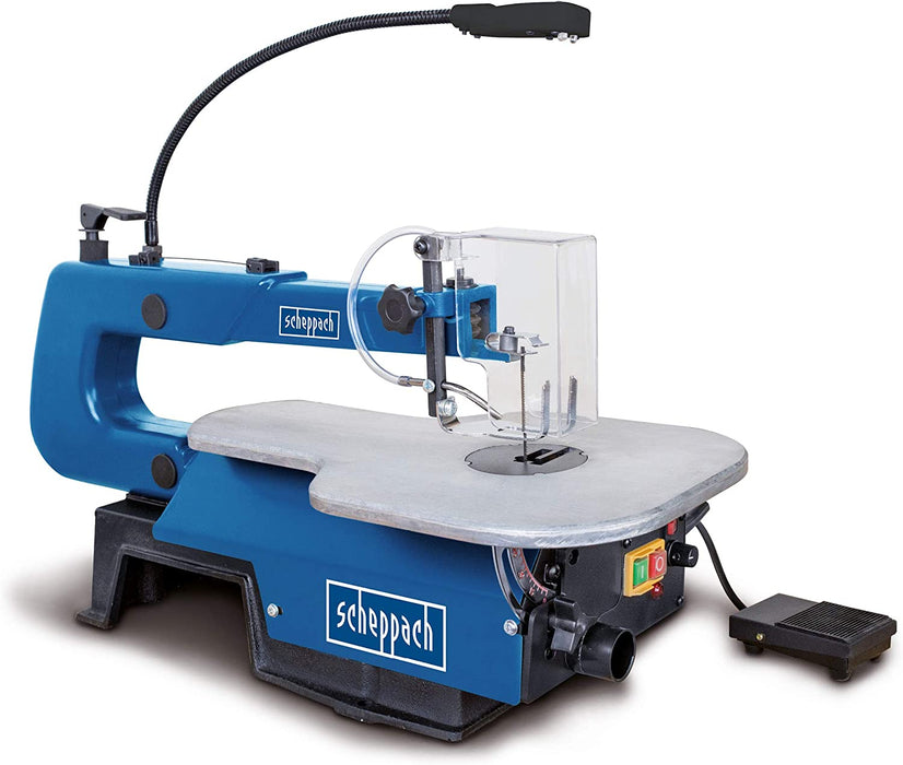 Scheppach Dekupiersäge Modellbausäge Deco-XL mit Fußpedal & XXL-Tisch | Variable Geschwindigkeit | 125 Watt | Schnitthöhe 50mm, Schnitttiefe 406mm