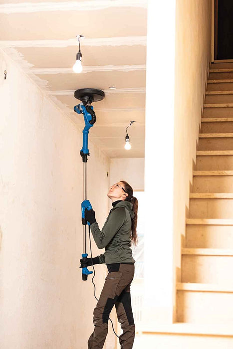 Scheppach Wand - Deckenschleifer (Langhals Trockenbauschleifer mit 710 W, Ø 215 mm, teleskopierbar, neigbar) - inkl. Schleifscheiben, Absaugadapter