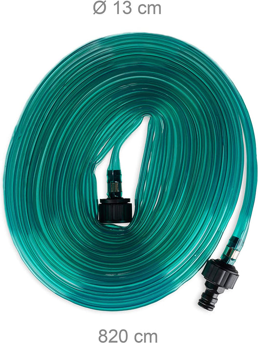Schlauchregner, Flacher Bewässerungsschlauch, für den Garten, mit Löchern, anschlussfertig, 8,2 Meter, grün