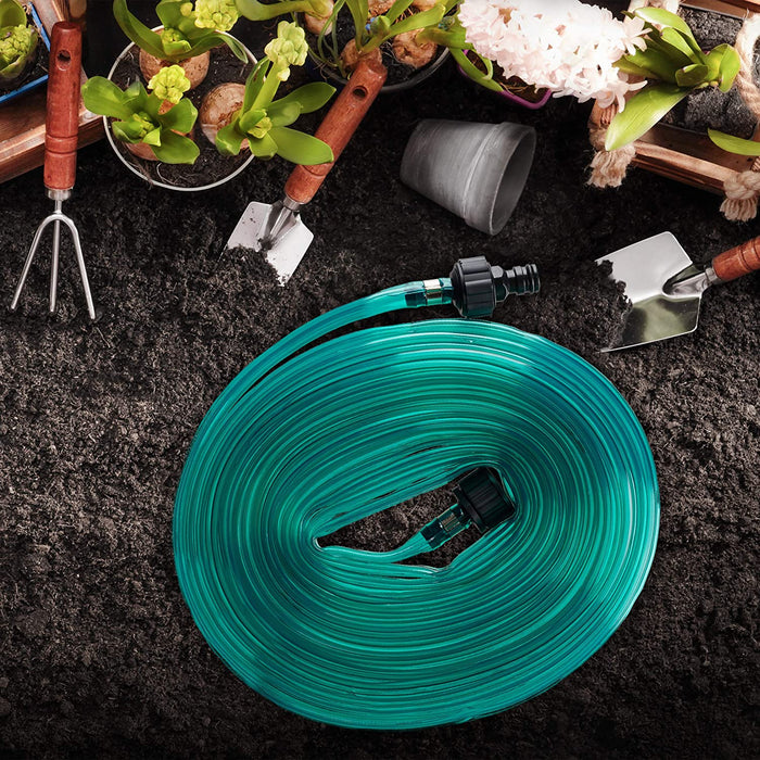 Schlauchregner, Flacher Bewässerungsschlauch, für den Garten, mit Löchern, anschlussfertig, 8,2 Meter, grün