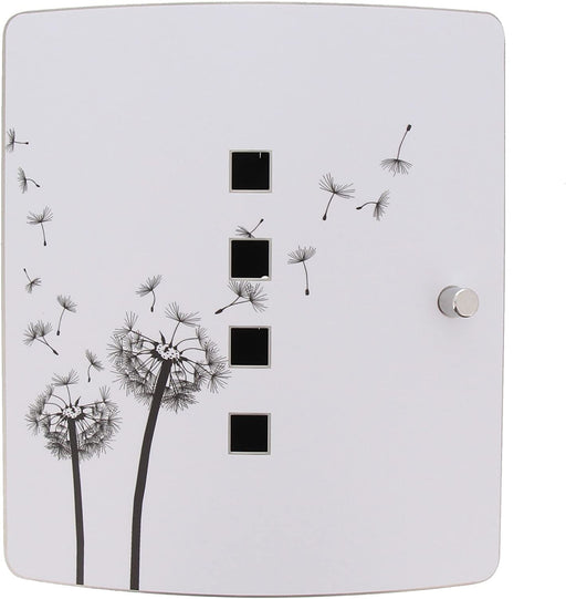  Schlüsselbox Design Pusteblume mit 10 Haken und magnetischem Verschluss, Schlüsselkasten 6204/10 Ni Pusteblume, Edelstahl/Stahlblech