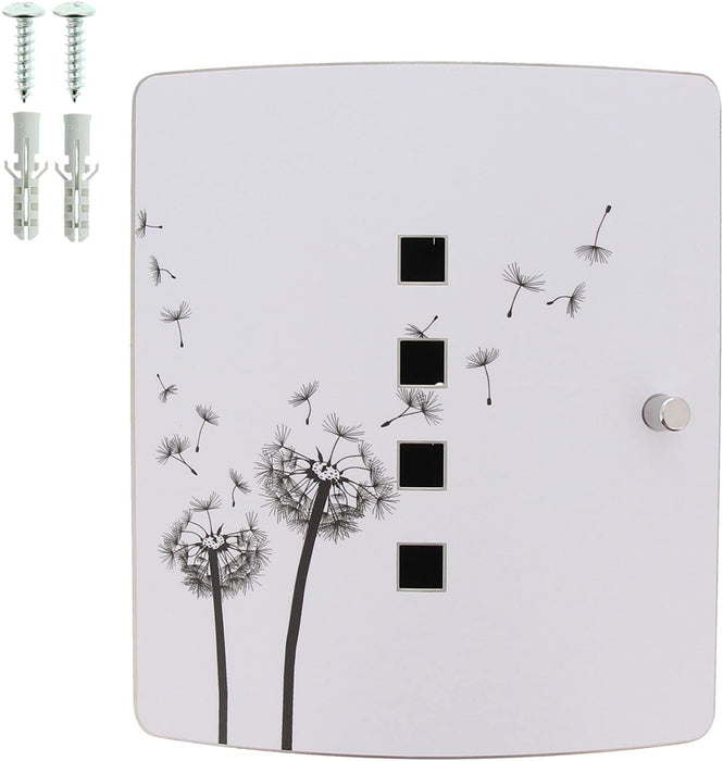  Schlüsselbox Design Pusteblume mit 10 Haken und magnetischem Verschluss, Schlüsselkasten 6204/10 Ni Pusteblume, Edelstahl/Stahlblech