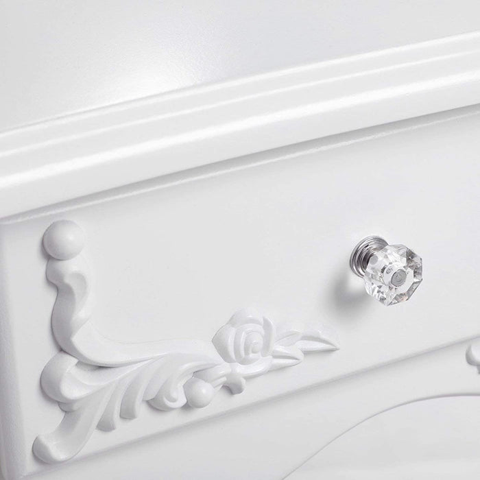 Schminktisch Aushöhlen Frisertisch mit Spiegel u. Hocker, 4 Schubladen inkl. 2 Stück Unterteiler, Kippsicherung, weiß 75 x 40 cm