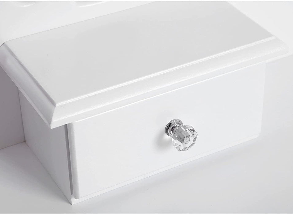 Schminktisch Aushöhlen Frisertisch mit Spiegel u. Hocker, 4 Schubladen inkl. 2 Stück Unterteiler, Kippsicherung, weiß 75 x 40 cm