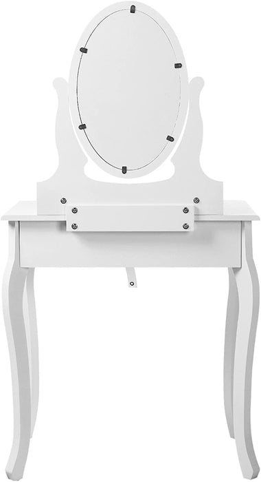 Schminktisch, 3 Schubladen mit Spiegel Hocker, 70 x 130 x 40 cm (B x H x T), weiß