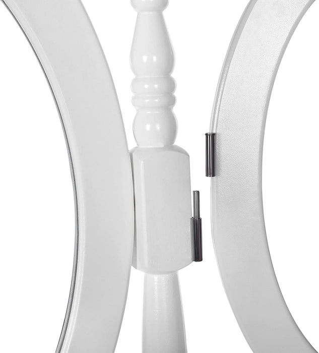 Schminktisch mit 3 Spiegel und Hocker, 7 Schubladen inkl. 2 Stück Unterteiler, Kippsicherung, luxuriös, 145 x 90 x 40 cm, weiß