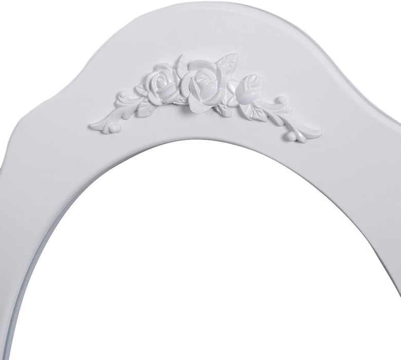 Schminktisch mit 5 Schubladen (inkl. 2 Unterteiler), Frisiertisch mit Spiegel und Hocker, Kosmetiktisch mit Kippsicherung, weiß