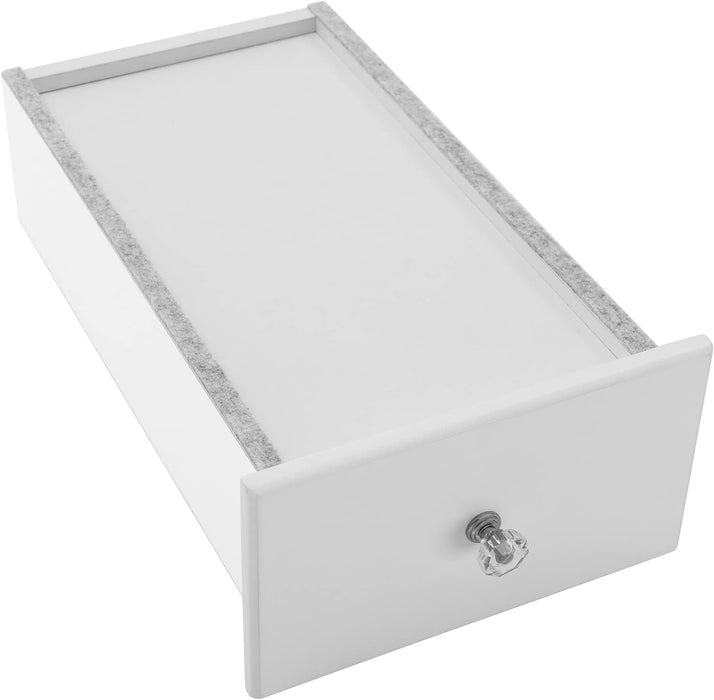 Schminktisch mit 5 Schubladen (inkl. 2 Unterteiler), Frisiertisch mit Spiegel und Hocker, Kosmetiktisch mit Kippsicherung, weiß