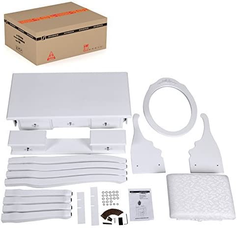 Schminktisch mit 5 Schubladen (inkl. 2 Unterteiler), Frisiertisch mit Spiegel und Hocker, Kosmetiktisch mit Kippsicherung, weiß