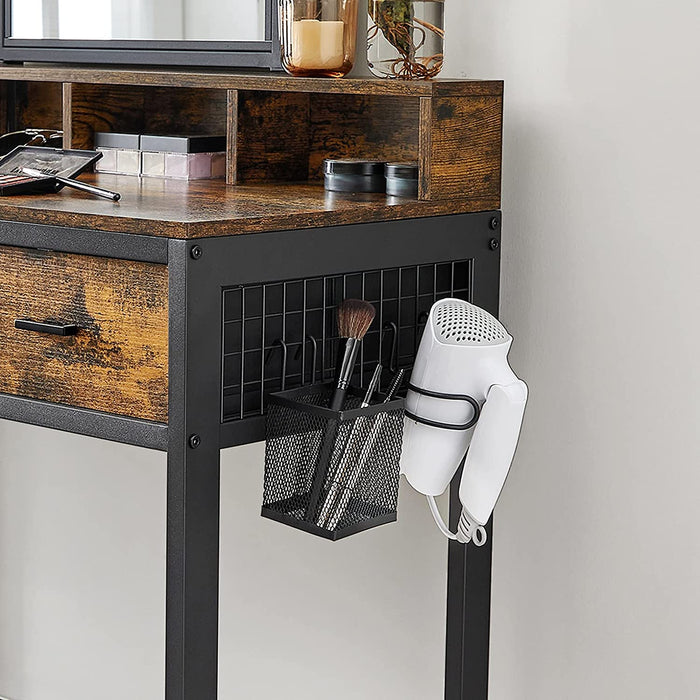 Schminktisch mit Beleuchtung, Frisiertisch mit Hocker, Kosmetiktisch, 10 LED-Glühbirnen, Spiegel, einstellbare Helligkeit, für Schlafzimmer