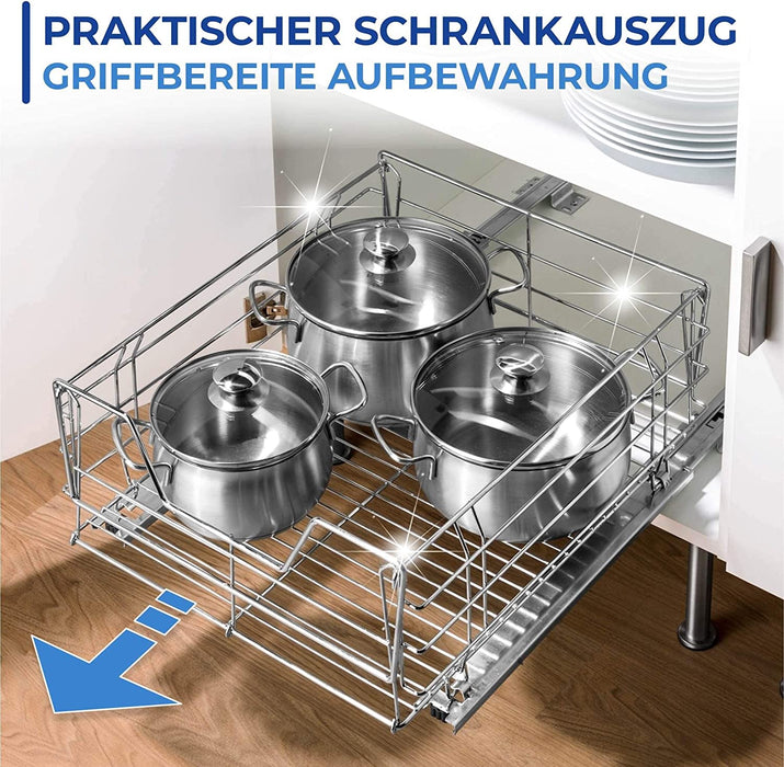 Schrankauszug Maxi, Aufbewahrungskorb mit Schienensystem für zusätzlichen Stauraum, Aufbewahrung & Organisation im gesamten Haushalt, 50 x 23 x 50 cm