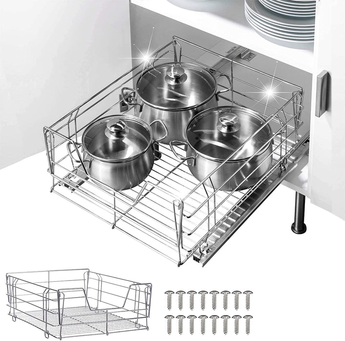 Schrankauszug Maxi, Aufbewahrungskorb mit Schienensystem für zusätzlichen Stauraum, Aufbewahrung & Organisation im gesamten Haushalt, 50 x 23 x 50 cm