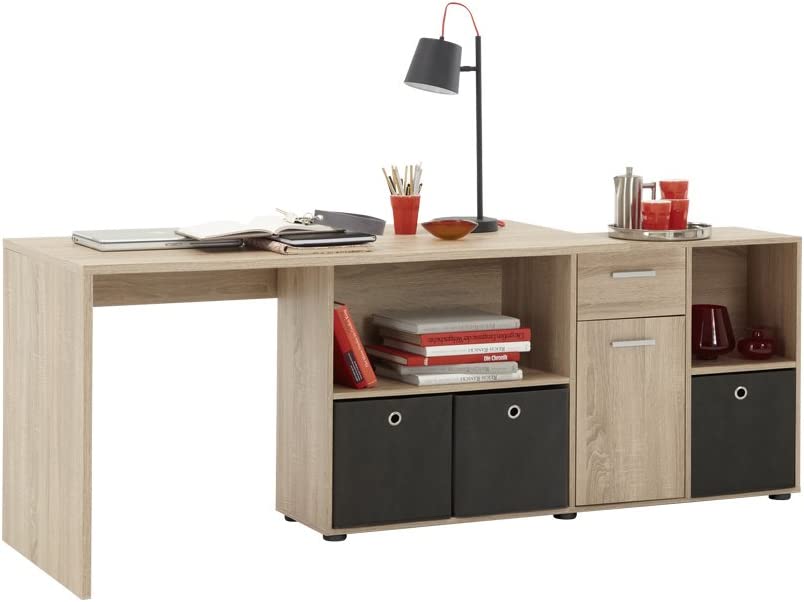 Schreibtisch-Winkelkombination Tisch ca. 136 x 75 x 68 cm, Regal ca. 137 x 71 x 33 cm, Eiche