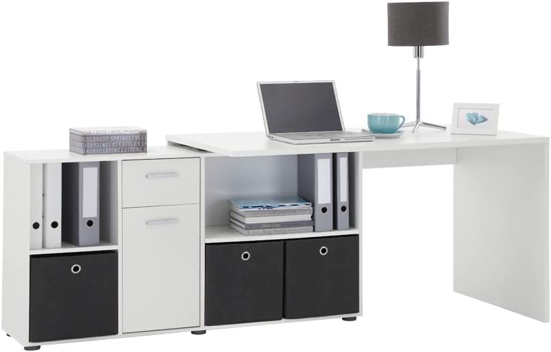 Schreibtisch-Winkelkombination Tisch ca. 136 x 75 x 68 cm, Regal ca. 137 x 71 x 33 cm, Weiß