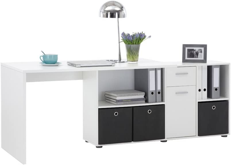 Schreibtisch-Winkelkombination Tisch ca. 136 x 75 x 68 cm, Regal ca. 137 x 71 x 33 cm, Weiß