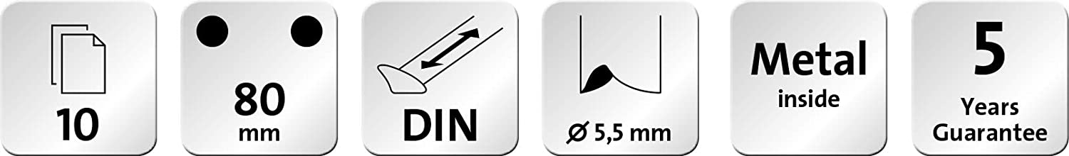 Schreibtisch Set (Heftgerät E 15 mit Locher E 210, inkl. 1000 Heftklammern No. 10) schwarz