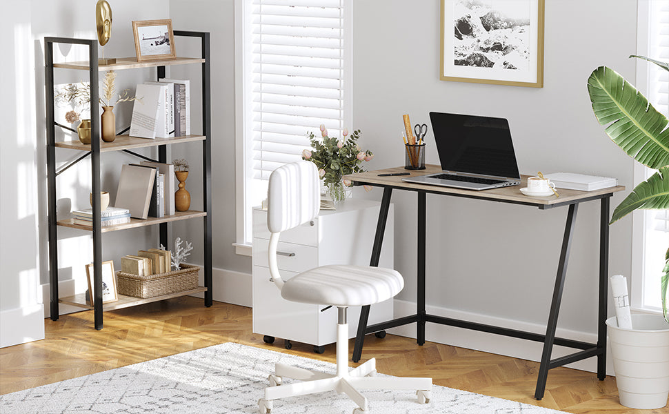 Schreibtisch, Computertisch, Homeoffice, Büro, Arbeitszimmer, Wohnzimmer, stabil, platzsparend, einfacher Aufbau, Industrie-Design, 100 x 50 x 75 cm