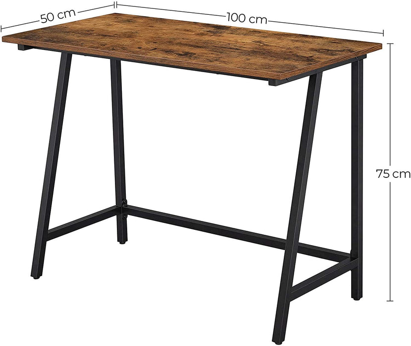 Schreibtisch, Computertisch, Homeoffice, Büro, Arbeitszimmer, Wohnzimmer, stabil, platzsparend, einfacher Aufbau, Industrie-Design, 100 x 50 x 75 cm