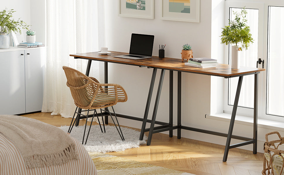 Schreibtisch, Computertisch, Homeoffice, Büro, Arbeitszimmer, Wohnzimmer, stabil, platzsparend, einfacher Aufbau, Industrie-Design, 100 x 50 x 75 cm