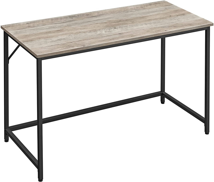 Schreibtisch, Computertisch, schmaler Bürotisch, 120 x 60 x 75 cm, Arbeitszimmer, Homeoffice, Büro, einfacher Aufbau, Stahl, Industrie-Design, Greige