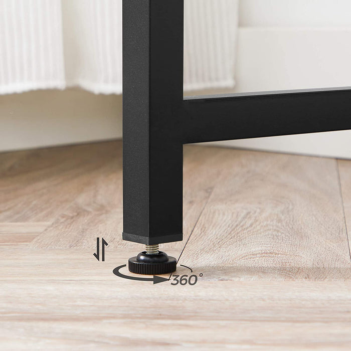 Schreibtisch, Computertisch, schmaler Bürotisch, 100 x 50 x 75 cm, Arbeitszimmer, Homeoffice, Büro, einfacher Aufbau, Metall, Industrie-Design, Greige