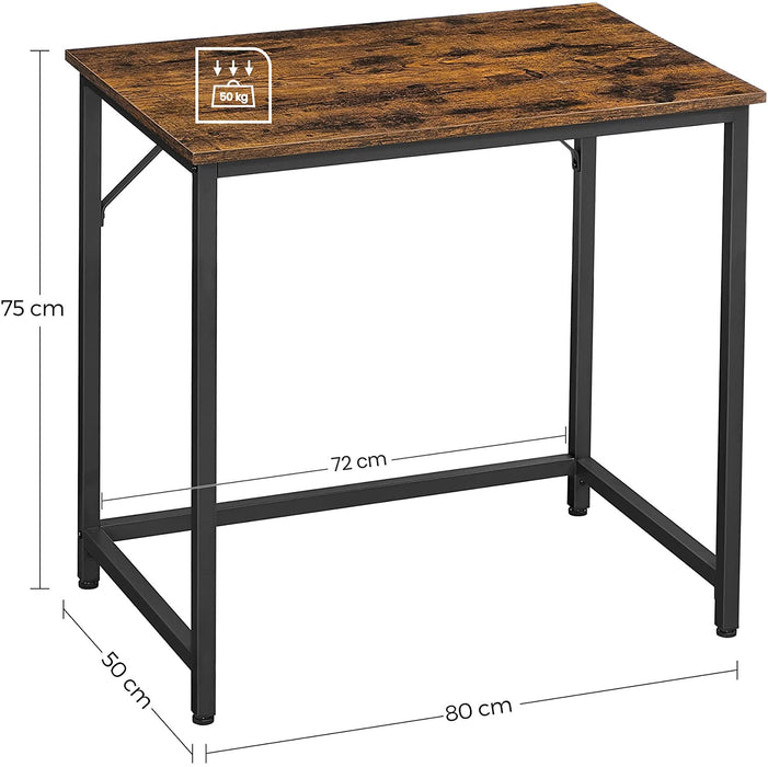 Schreibtisch, Computertisch, schmaler Bürotisch, 80 x 50 x 75 cm, Arbeitszimmer, Homeoffice, Büro, einfacher Aufbau, Stahl, Industrie-Design
