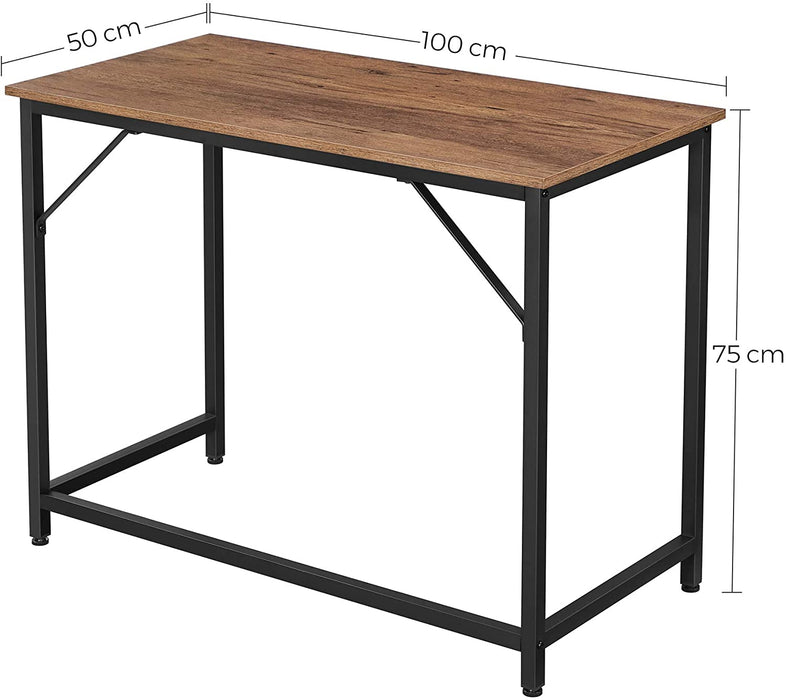 Schreibtisch, Computertisch, schmaler Bürotisch, 100 x 50 x 75 cm, Arbeitszimmer, Homeoffice, Büro, einfacher Aufbau, Metall, Industrie-Design